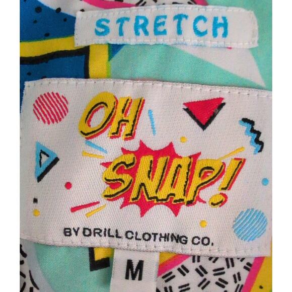 Oh Snap Graphic Print Button Up Shirt Men Medium Retro 80s 90s Saved by the Bell - Picture 4 of 6